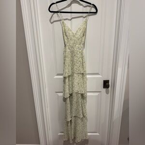 Aqua Floral Layered Maxi Dress